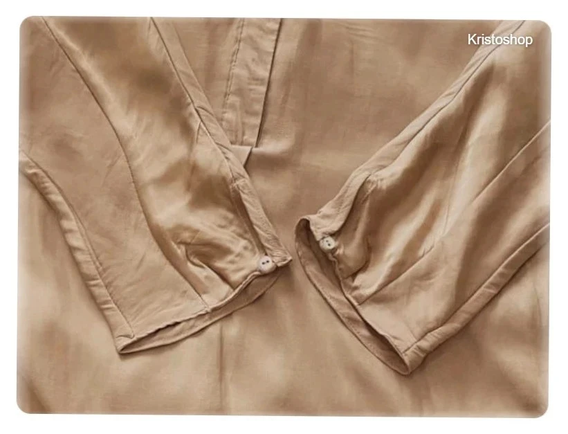 Blusa Zara Basic fluida Talla S tono Champán – photo 5